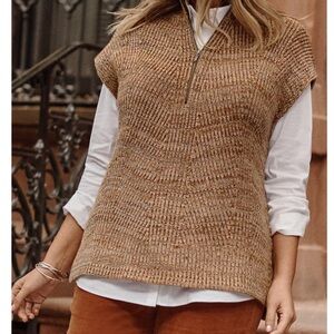 J. Jill Rib-Textured Marled Women's Sweater Vest in Pumpkin Spice SZ 3X